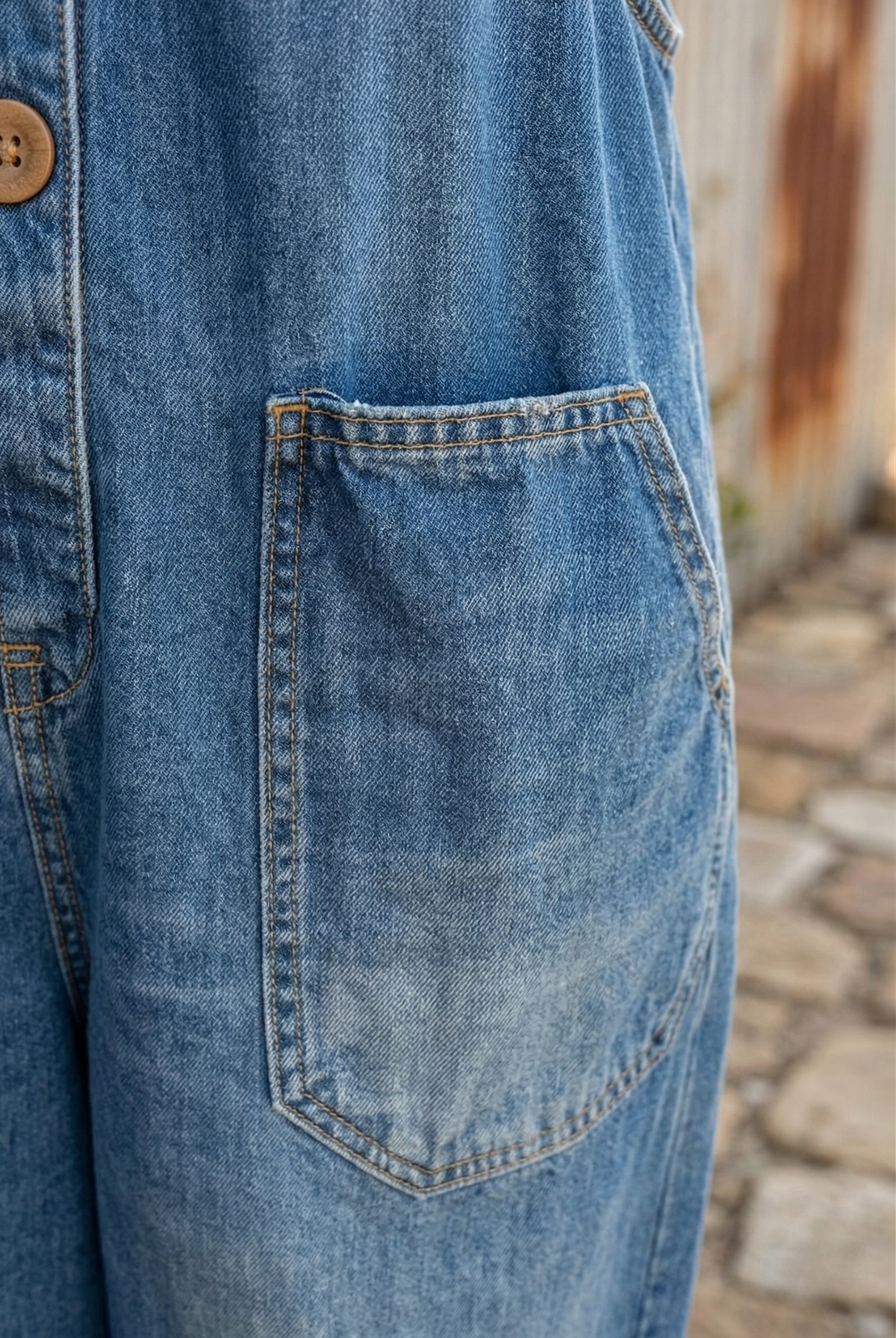 Lettie™ Vintage Washed Denim Dungaree Overalls