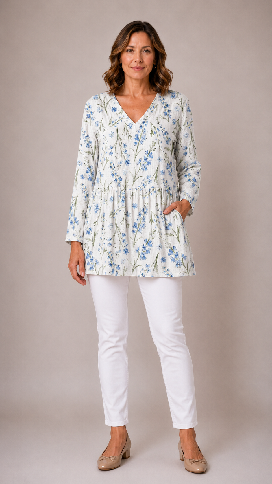 Lenora | V-Neck Long Blouse