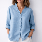 Luisa™ Chic Ruffled Linen Blend Top
