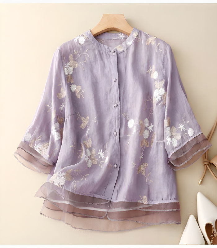 Clarice™ Cotton Blouse with Elegant Embroidery