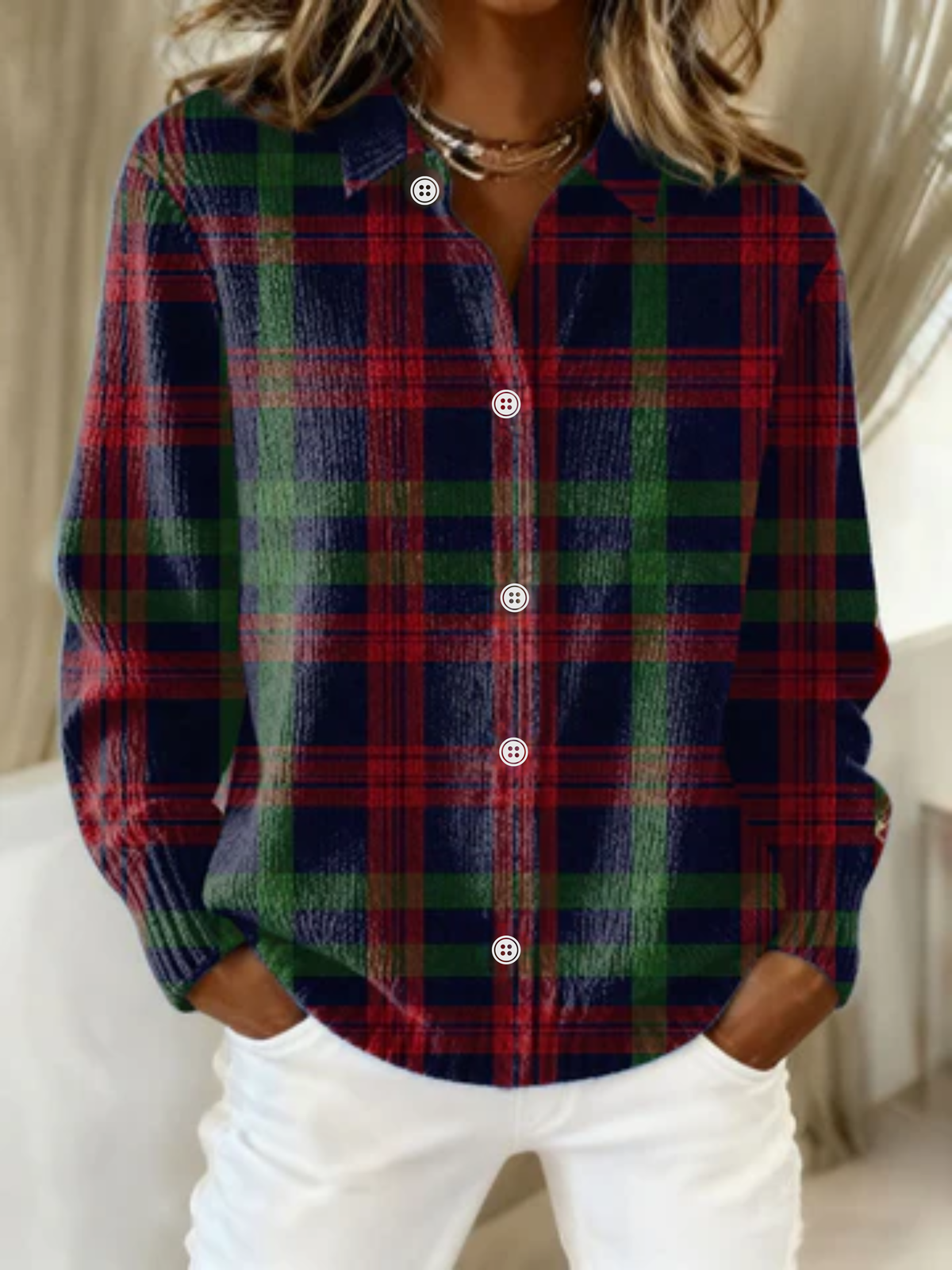 Jessie™ – Plaid Hoodie Blouse
