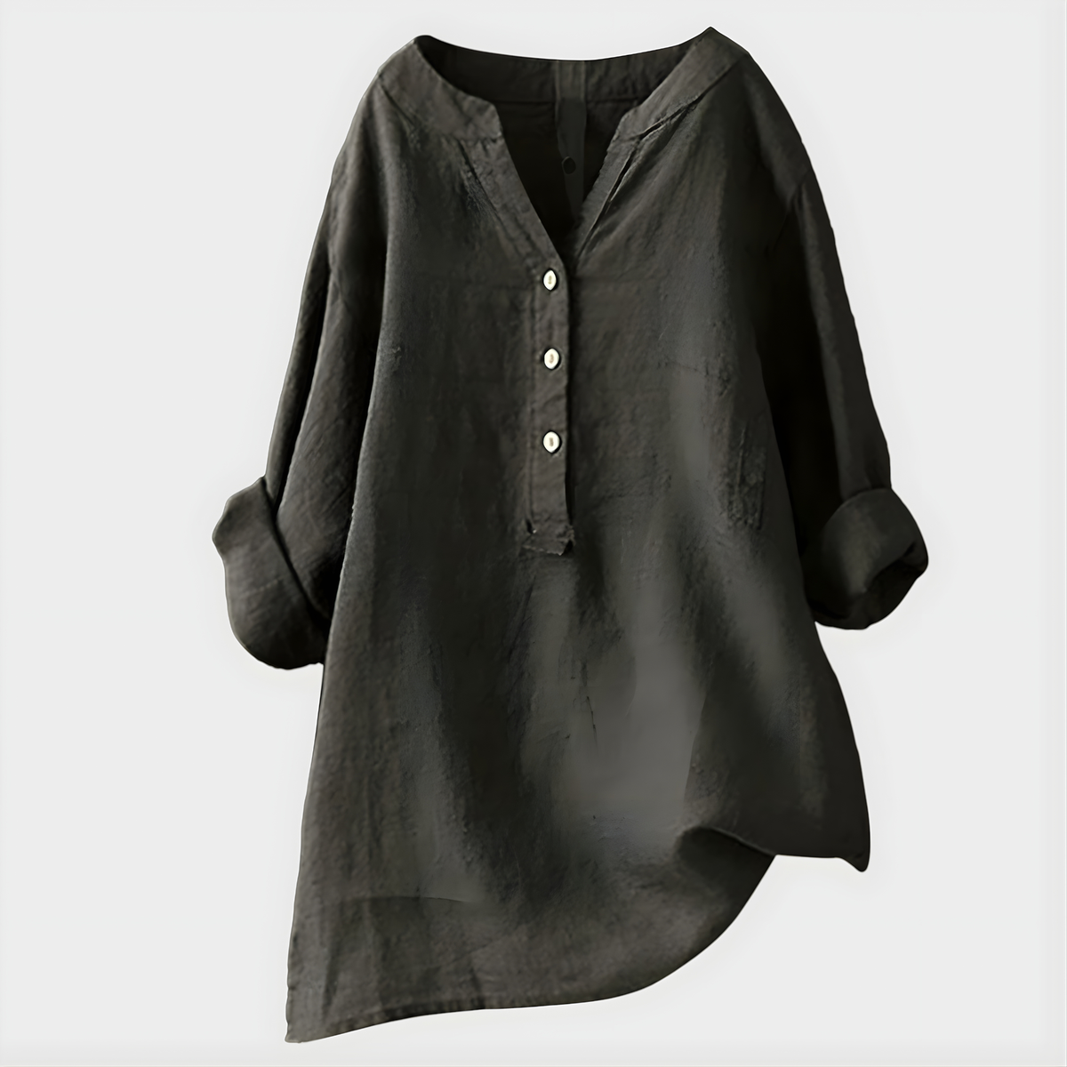 Veronique™ Chic V-Neck Blouse in Cotton-Linen Blend