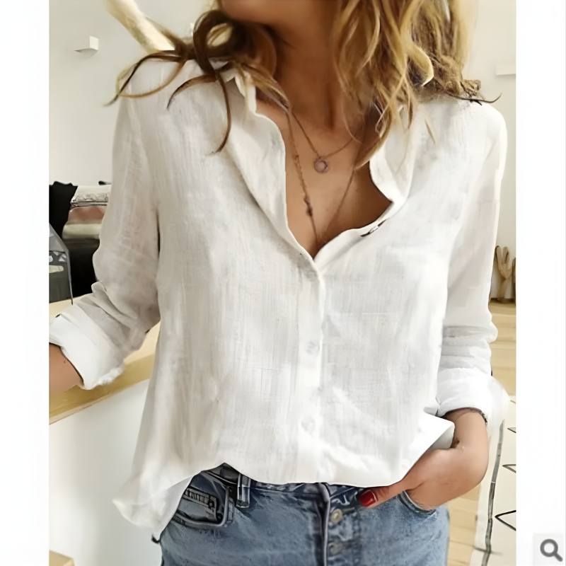 Leah™ Long Sleeve Cotton Blouse