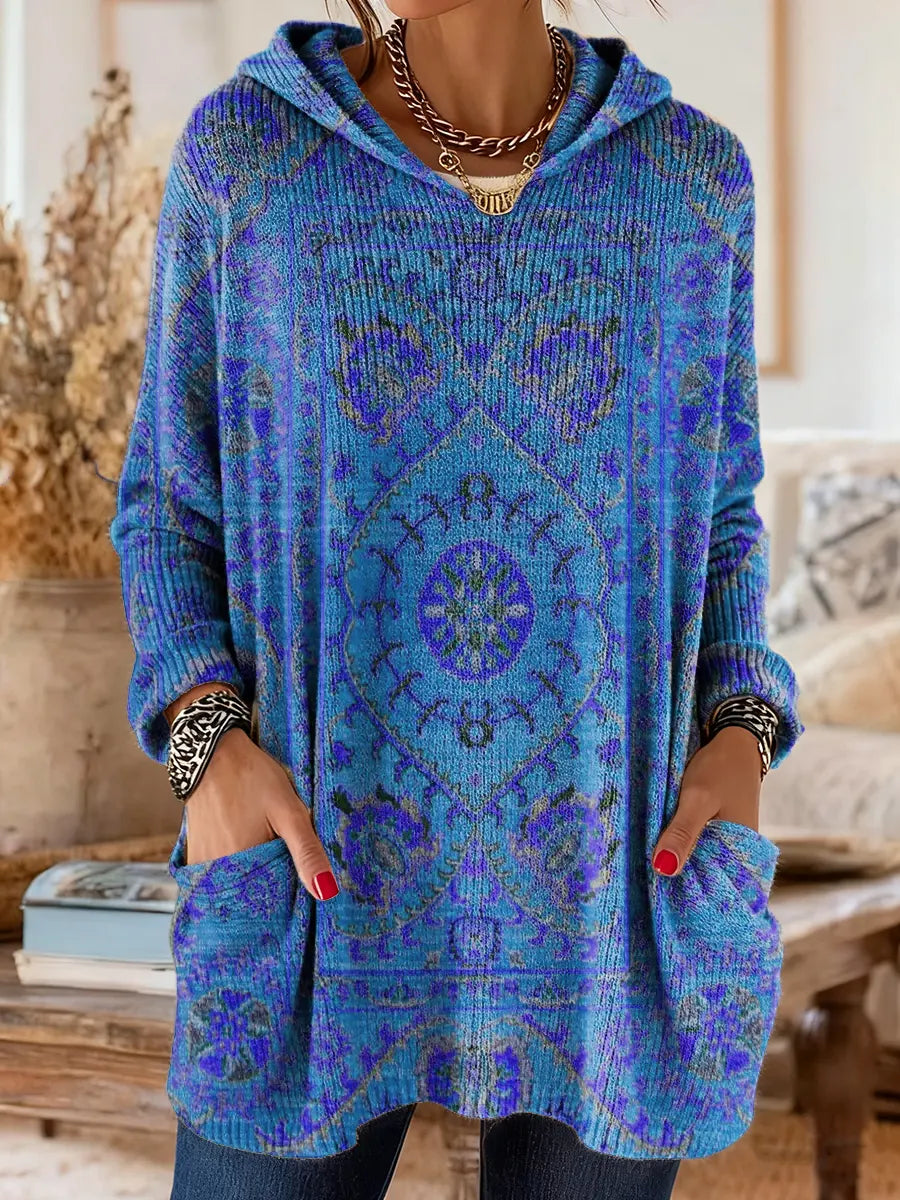 Alice™ Vintage-Inspired Ethnic Print Hooded Tunic