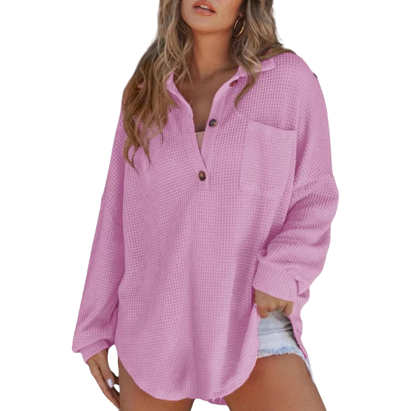 Nova™ Lightweight Casual V-Neck Button Tunic Blouse