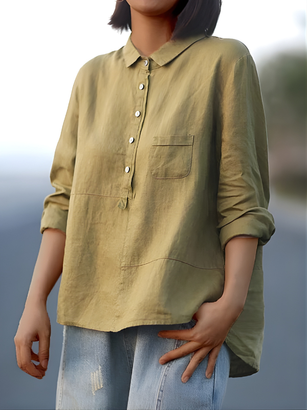 Stella™ Women's Long Sleeve Linen Blouse