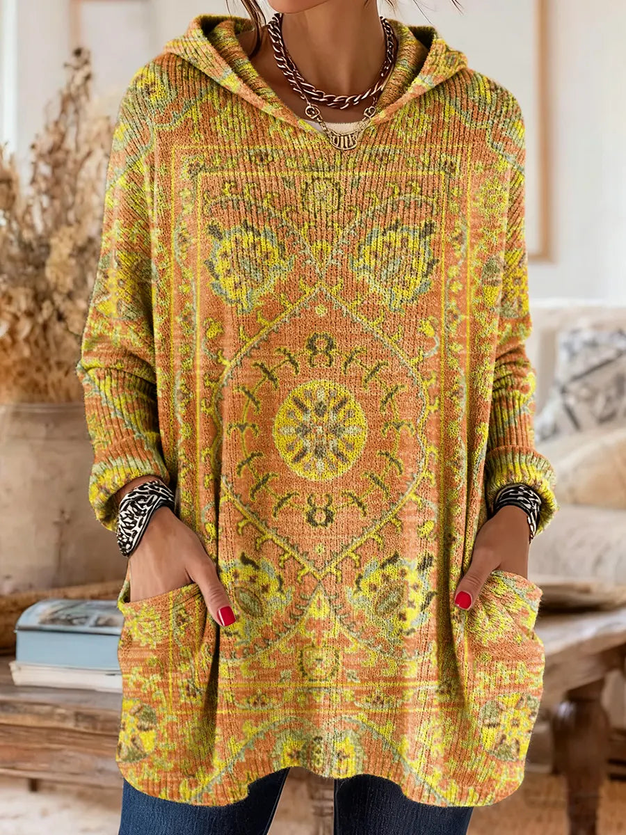 Alice™ Vintage-Inspired Ethnic Print Hooded Tunic