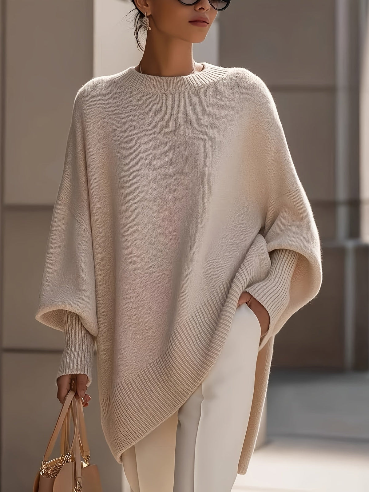 Marise Draped Sweater with Elegant Flowing Design