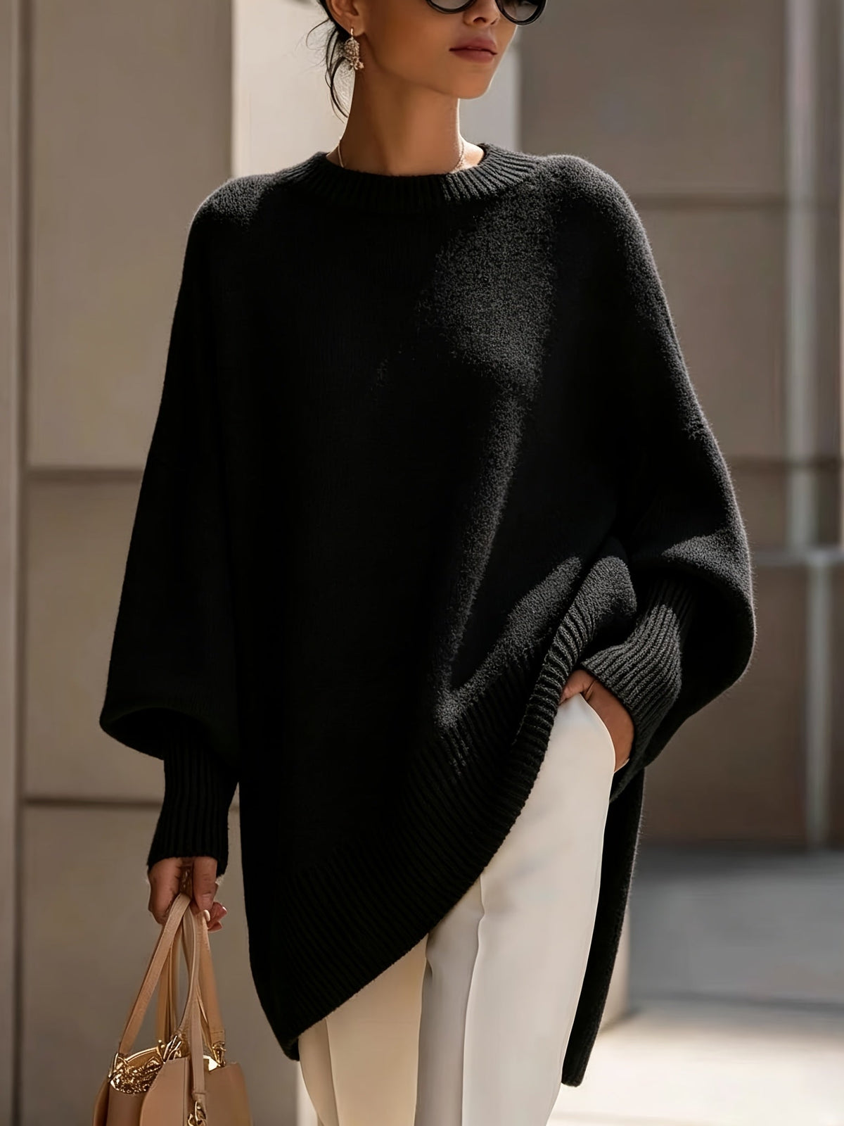 Marise Draped Sweater with Elegant Flowing Design