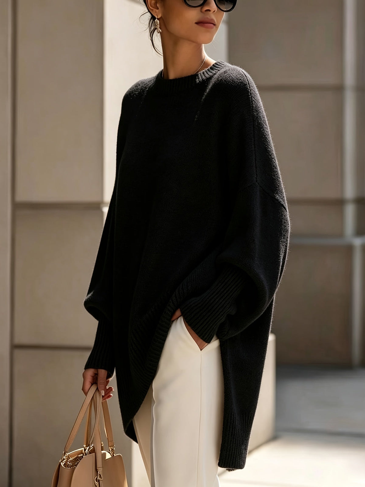 Marise Draped Sweater with Elegant Flowing Design