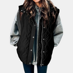 Jaely Quilted Women's Sleeveless Puffer Vest with Zip and Snap Buttons