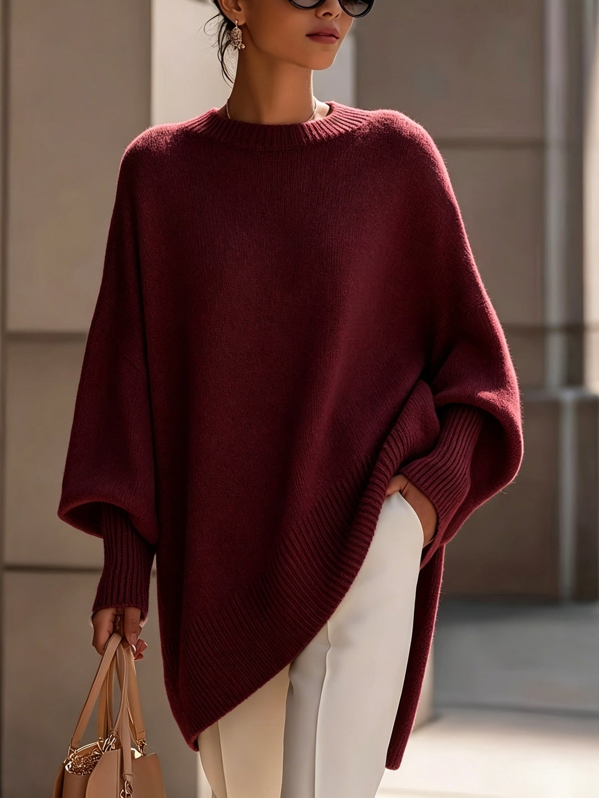 Marise Draped Sweater with Elegant Flowing Design