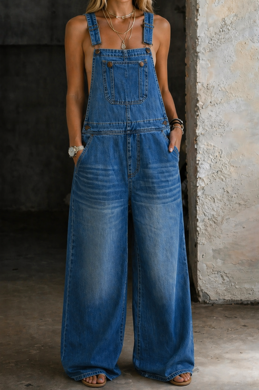 Gabrielle | Chic Elastic Waist Denim Jumpsuit