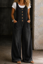 Zariyah Vintage Washed Denim Overalls with Adjustable Straps