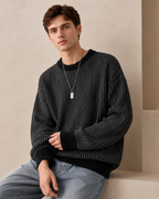 Collin Crew Neck Sweater with Ribbed Cuffs and Hem