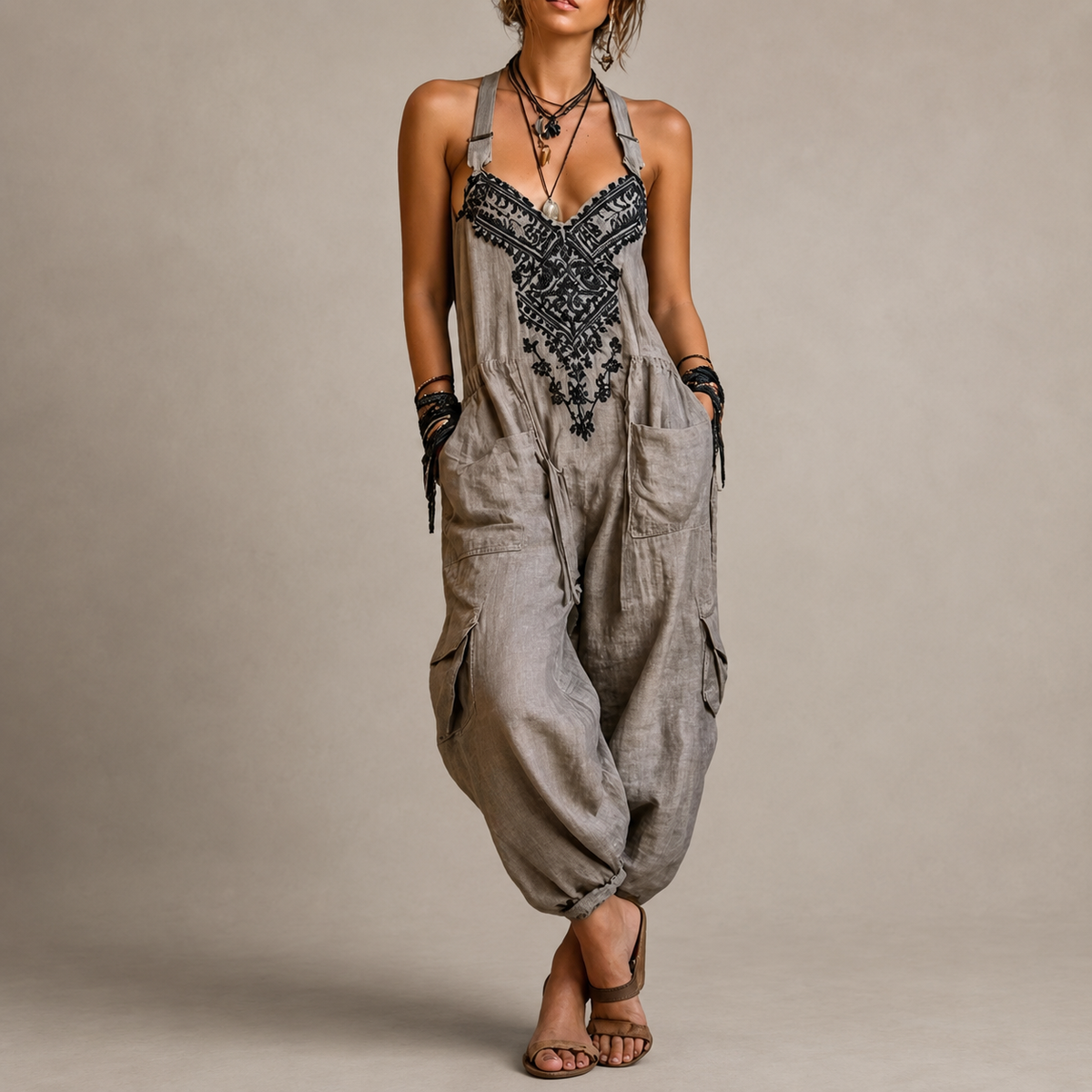 Frances™ Bohemian Embroidered Maxi Jumpsuit