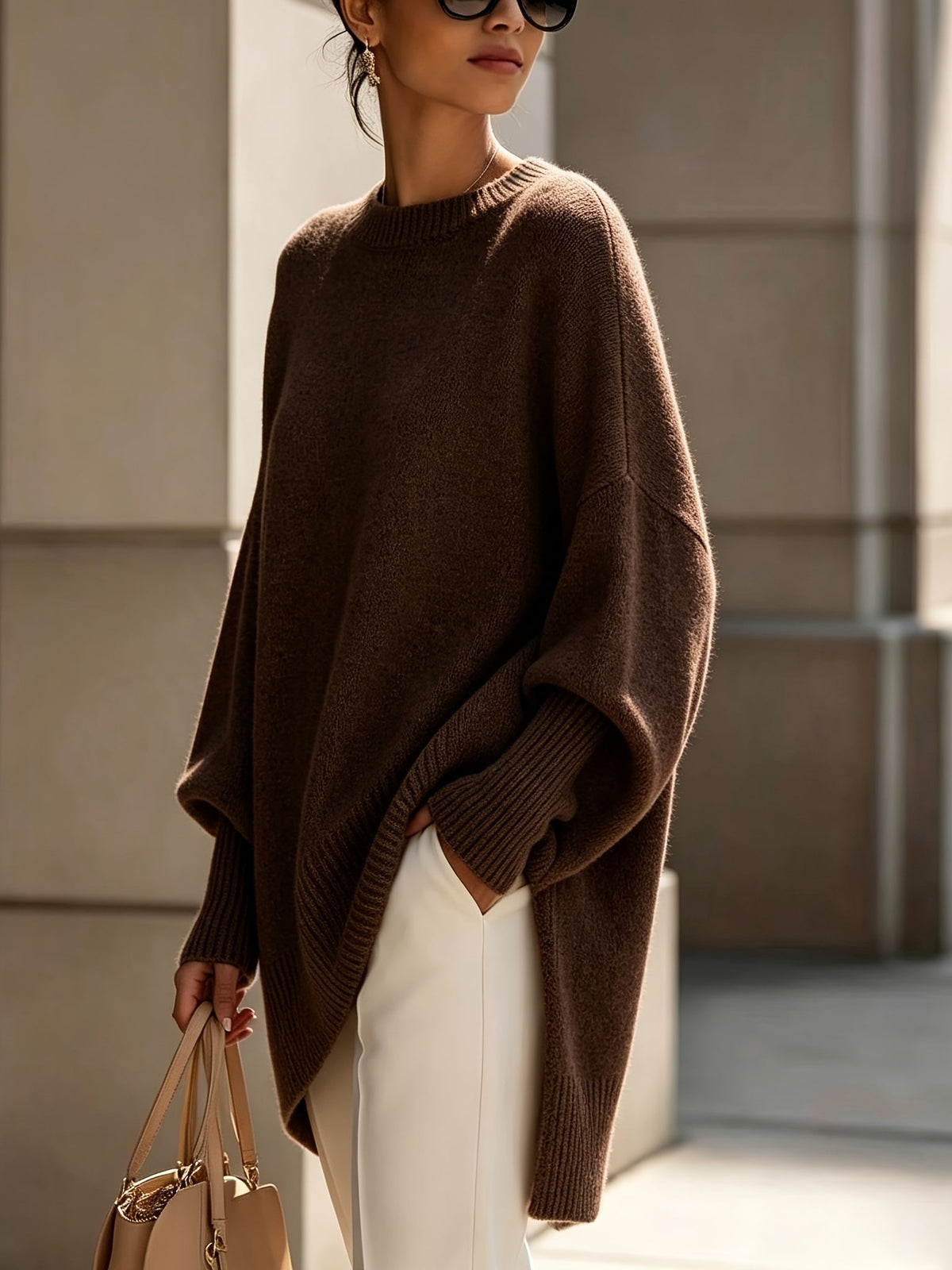 Marise Draped Sweater with Elegant Flowing Design
