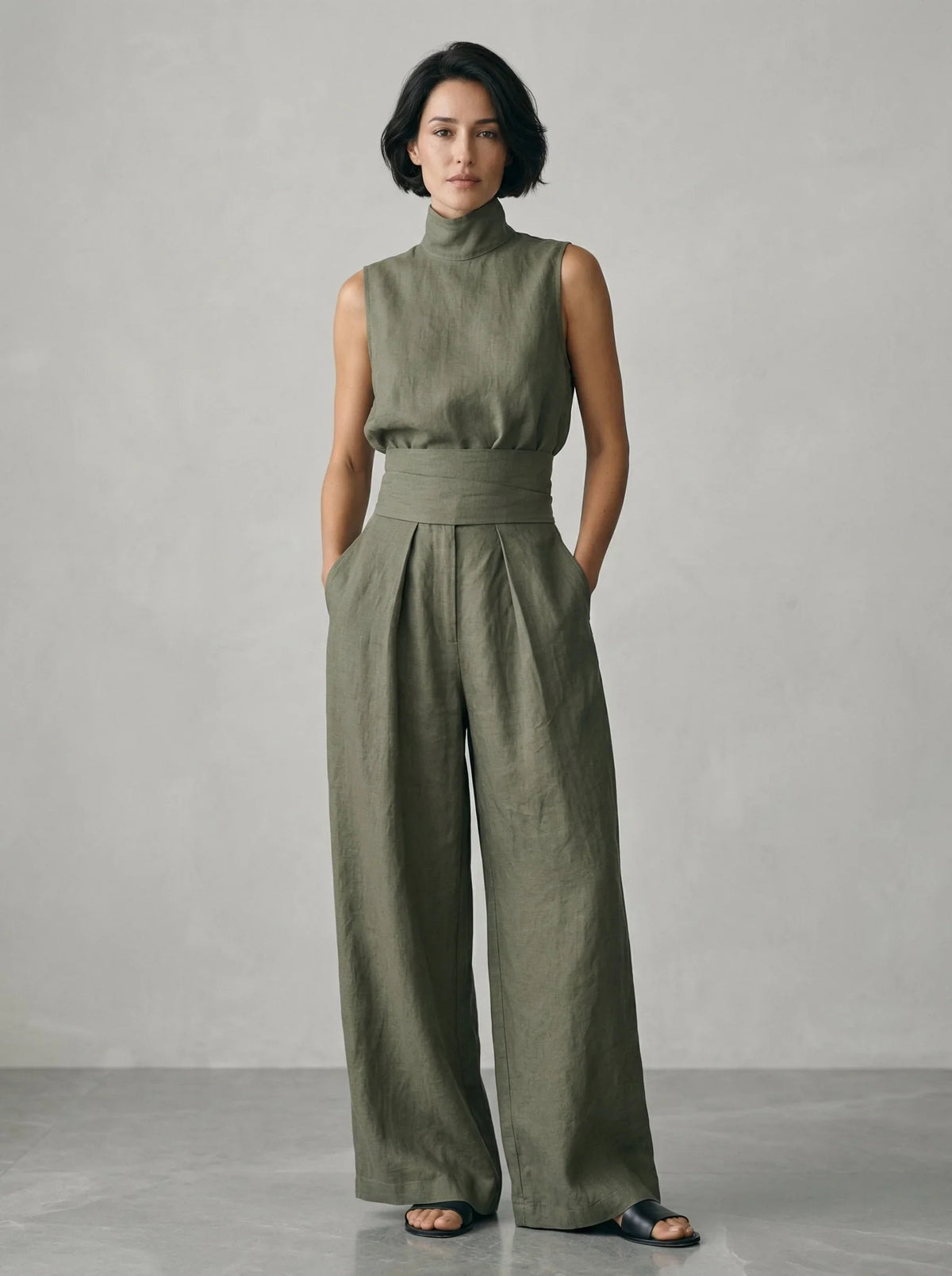 Aleia™ Chic Linen Blend Two-Piece Set with Relaxed Fit