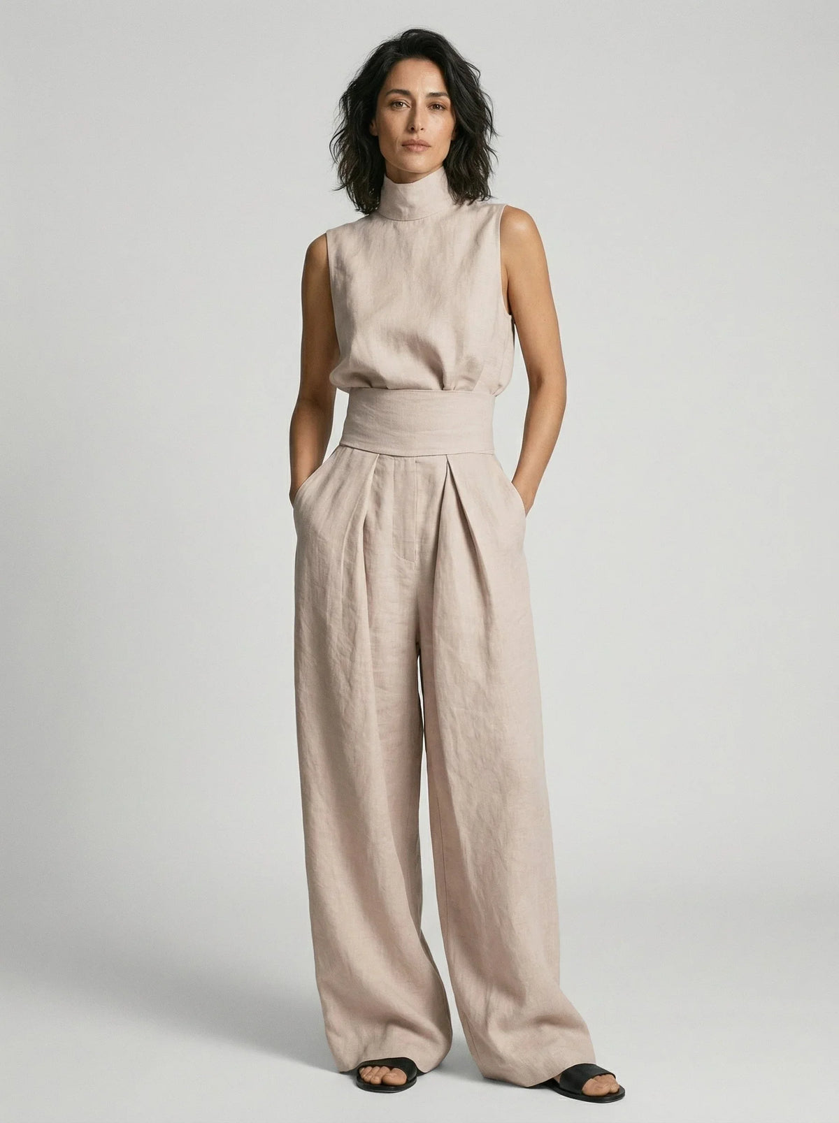 Aleia™ Chic Linen Blend Two-Piece Set with Relaxed Fit