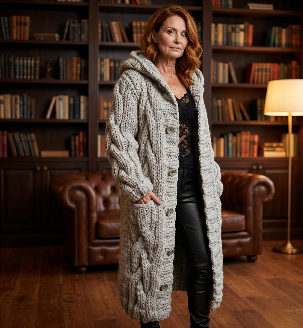 Alessia™ Chic Cable Knit Overcoat