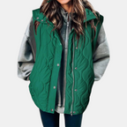 Jaely Quilted Women's Sleeveless Puffer Vest with Zip and Snap Buttons