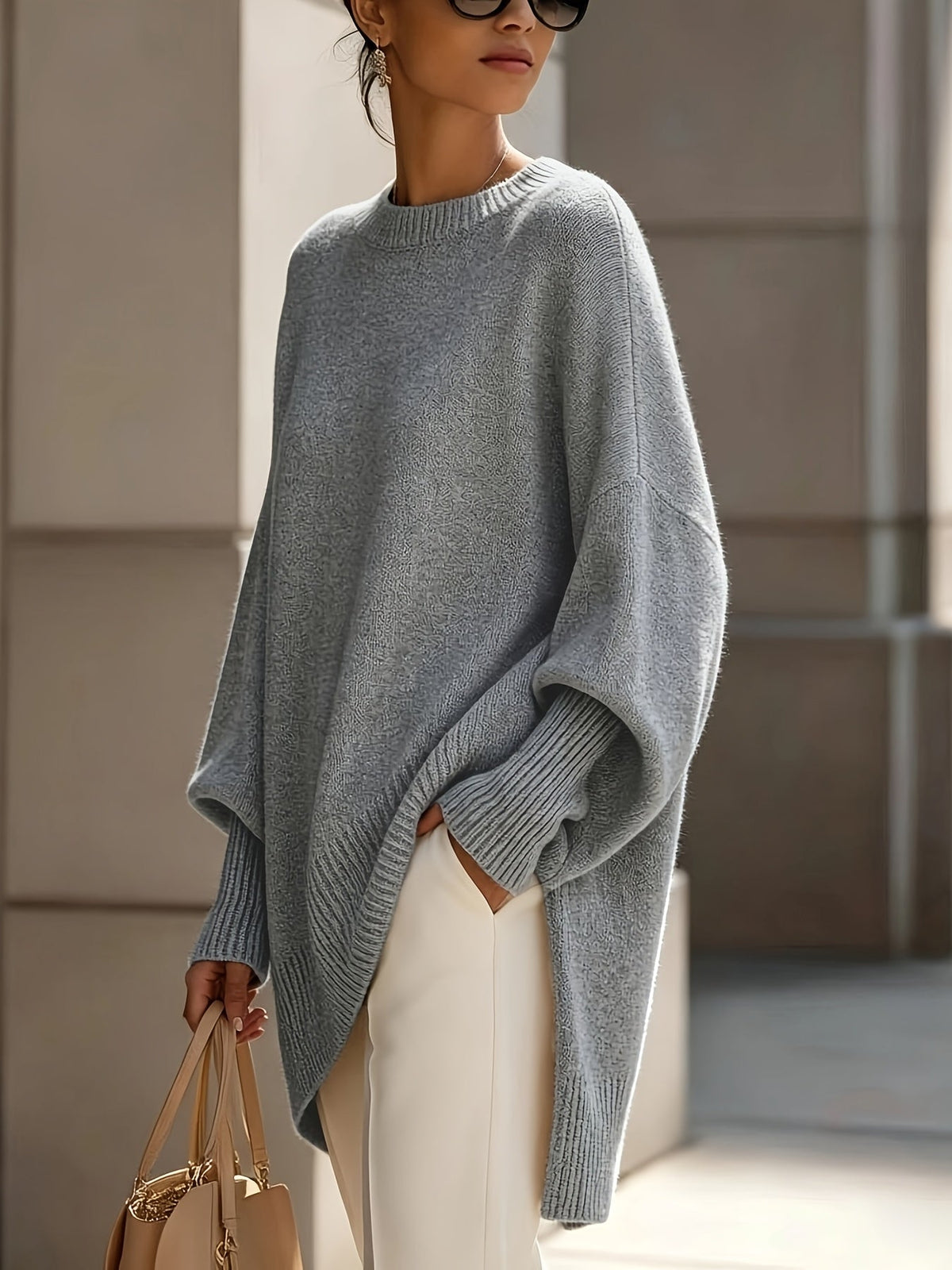 Marise Draped Sweater with Elegant Flowing Design