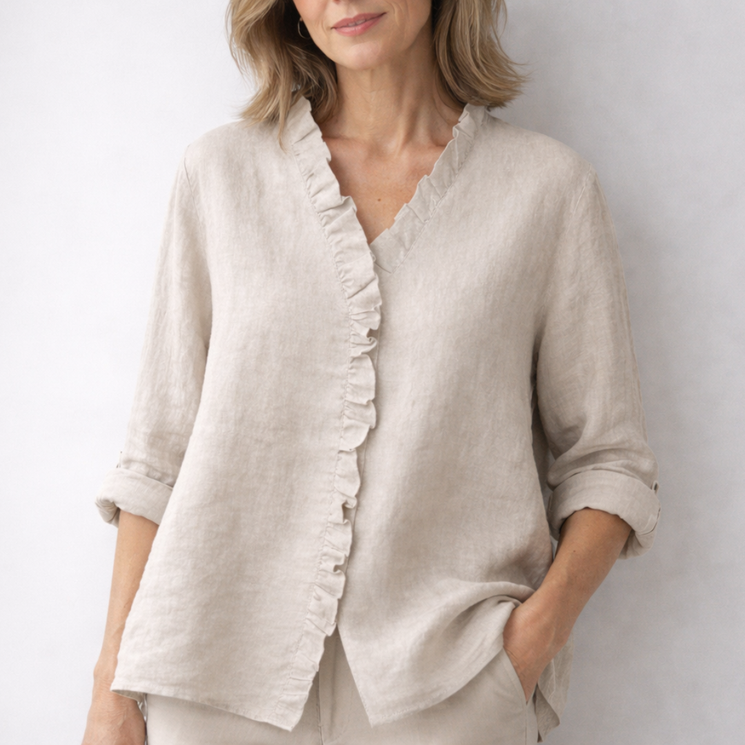 Luisa™ Chic Ruffled Linen Blend Top