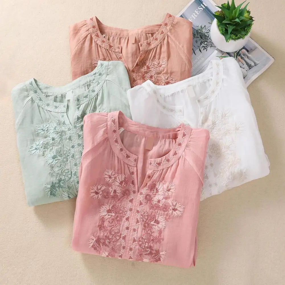 Sophie™ Floral Embroidered Cotton Blouse
