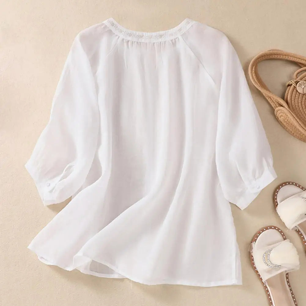 Sophie™ Floral Embroidered Cotton Blouse