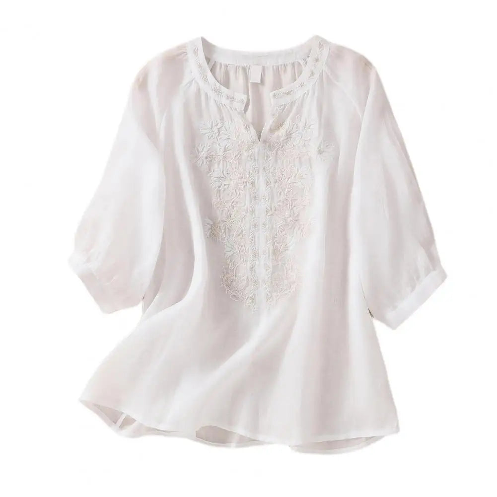 Sophie™ Floral Embroidered Cotton Blouse