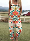 Honey Bloom Floral Print Jumpsuit with Adjustable Straps