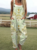 Honeybee Bloom Floral Print Jumpsuit with Adjustable Straps