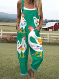 Whimsical Chicken Print Jumpsuit for Playful Style