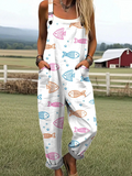 Ocean Whimsy Floral Print Jumpsuit with Adjustable Straps