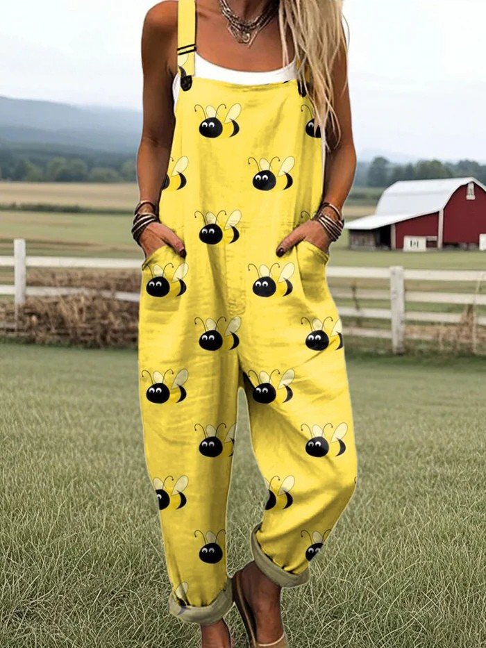 Bumble Bliss Floral Print Jumpsuit with Adjustable Straps