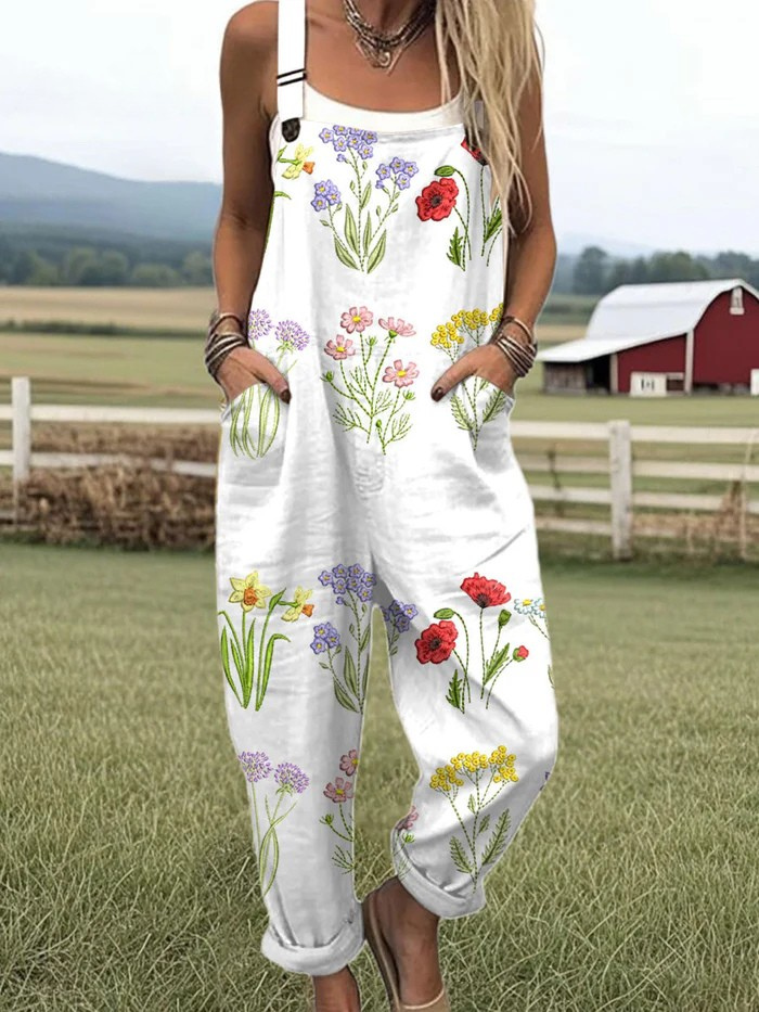 Wildflower Trail Floral Print Jumpsuit with Adjustable Straps