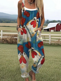 Adorable Chicken Print Jumpsuit for Kids