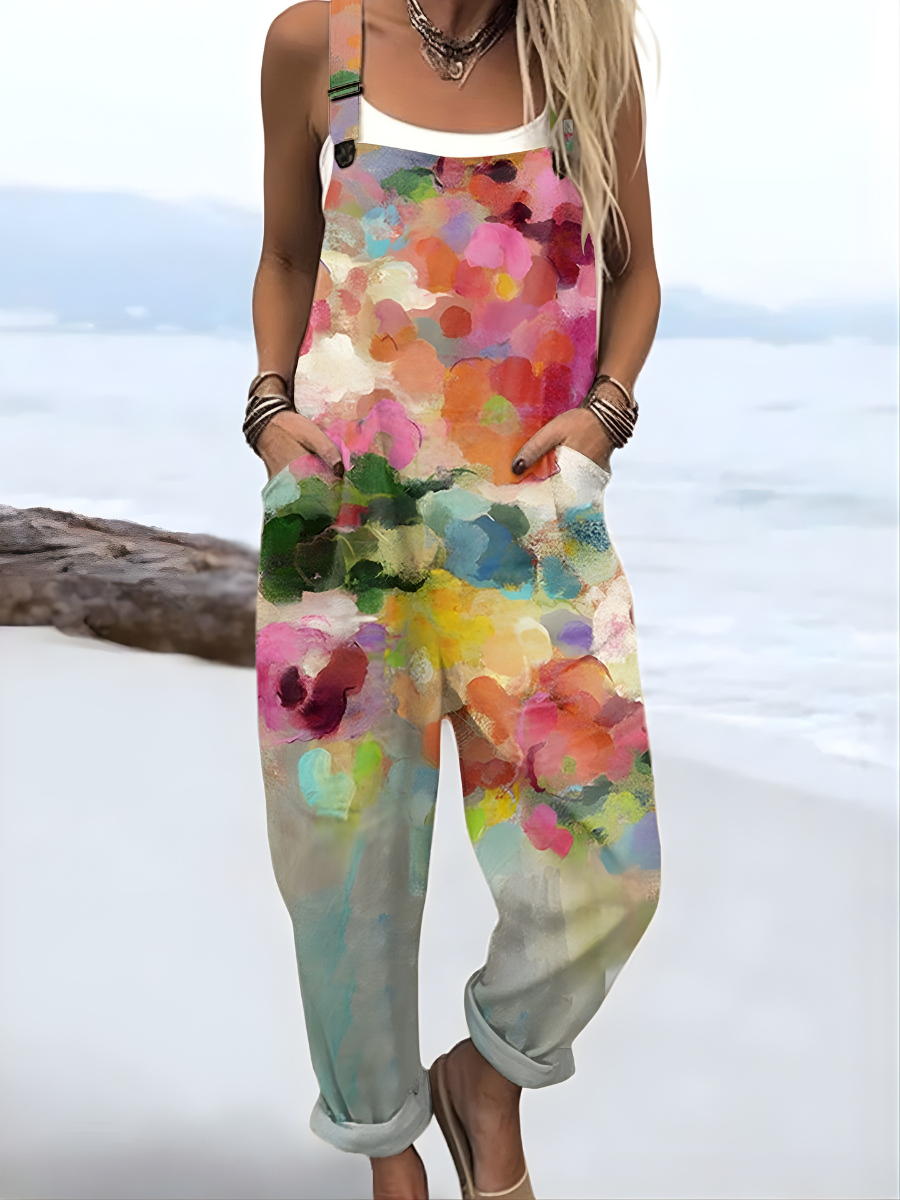Artistic Bloom Floral Print Jumpsuit