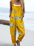 Sunny Swimmer One-Piece Jumpsuit with Adjustable Straps