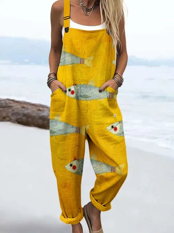 Sunny Swimmer One-Piece Jumpsuit with Adjustable Straps