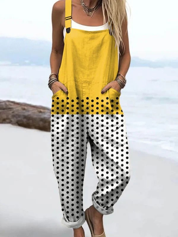 Lemon Pop Floral Print Jumpsuit with Adjustable Straps