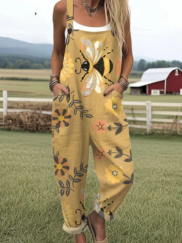 Floral Print Wildflower Buzz Jumpsuit with Adjustable Straps