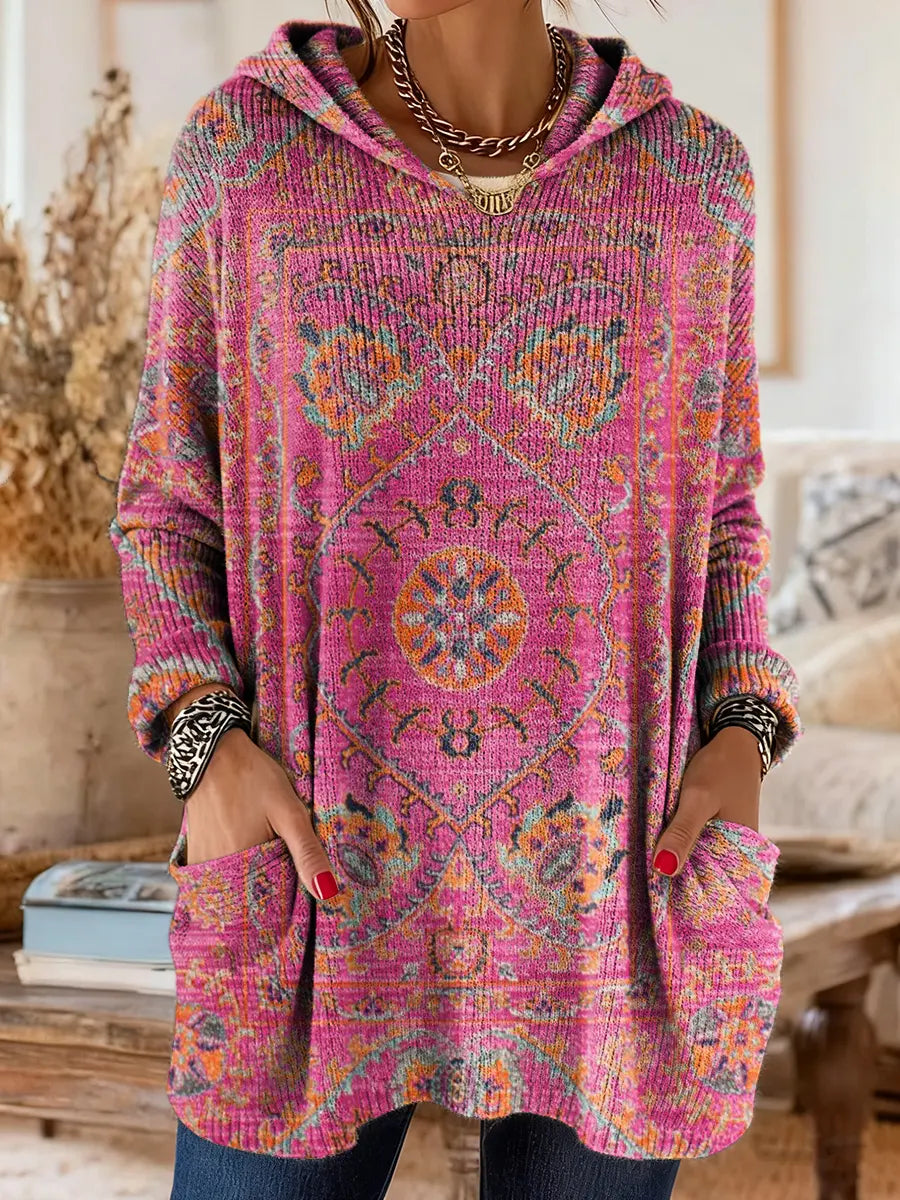 Alice™ Vintage-Inspired Ethnic Print Hooded Tunic