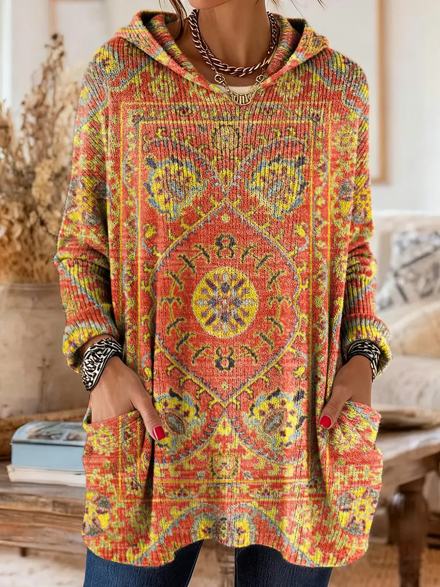 Alice™ Vintage-Inspired Ethnic Print Hooded Tunic