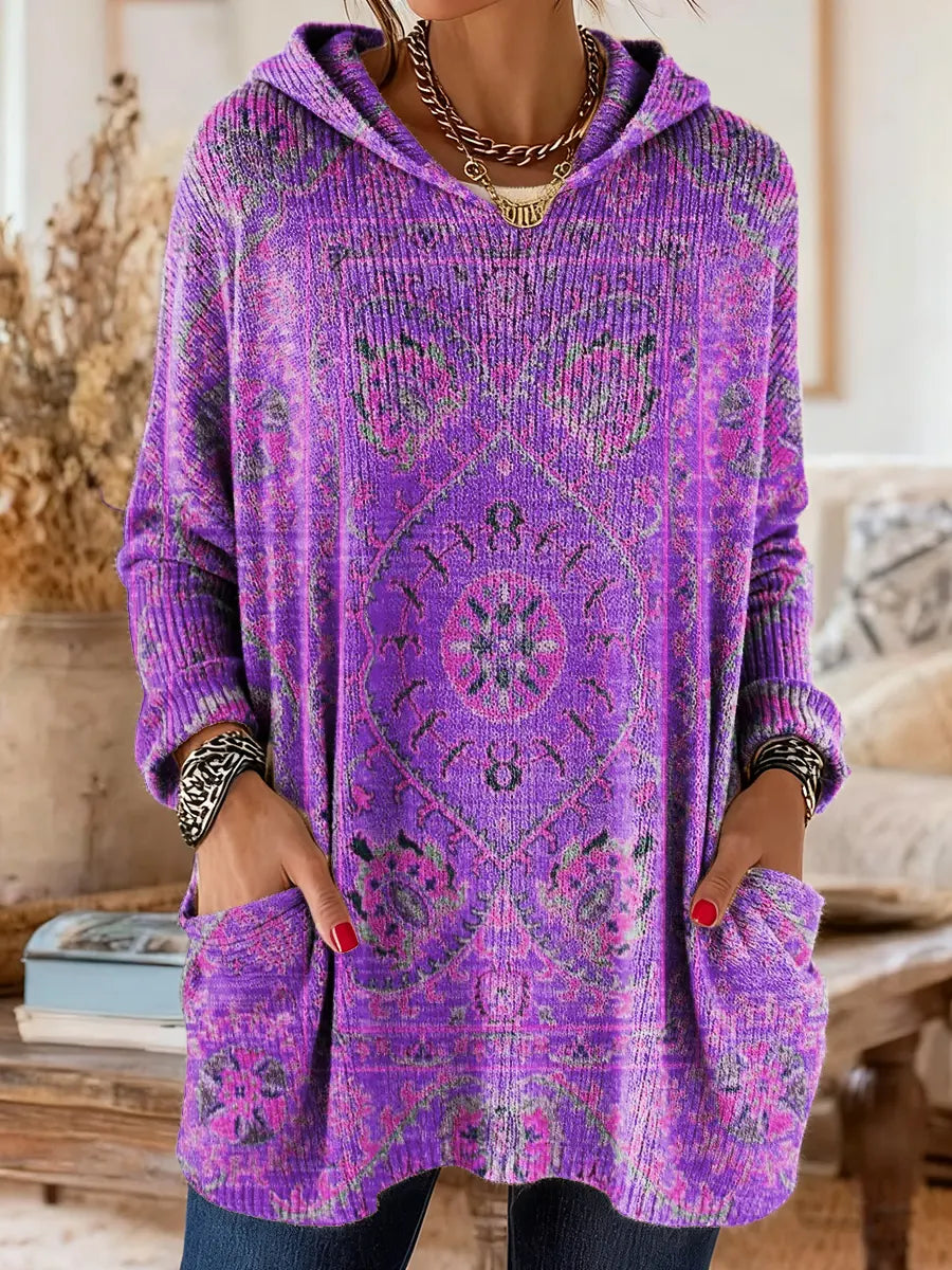 Alice™ Vintage-Inspired Ethnic Print Hooded Tunic