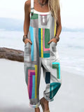 Colorful Block Party Jumpsuit with Adjustable Straps