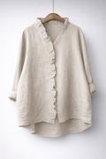 Luisa™ Chic Ruffled Linen Blend Top