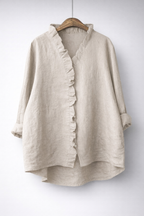 Luisa™ Chic Ruffled Linen Blend Top