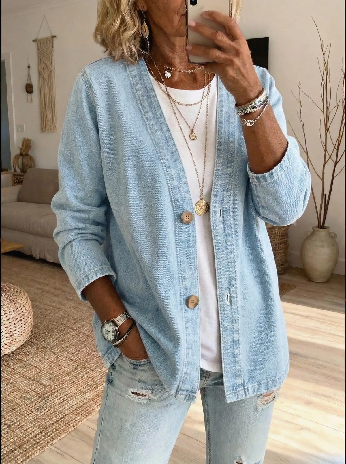 Corinne™ Denim Button Jacket