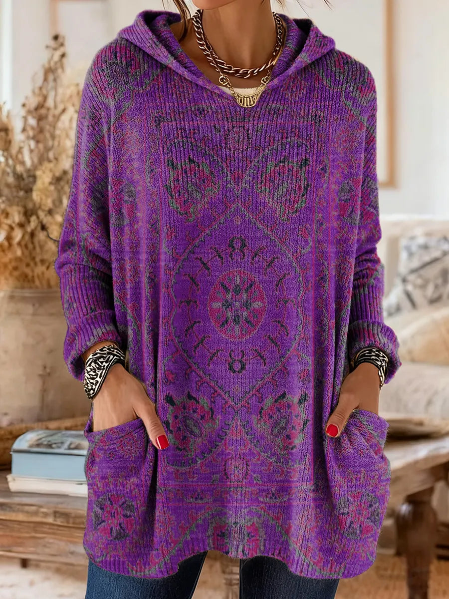 Alice™ Vintage-Inspired Ethnic Print Hooded Tunic